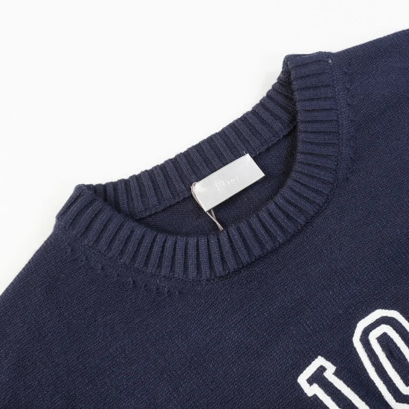 CHRISTIAN DIOR || Bobby Cashmere Jacquard Knit Top Navy