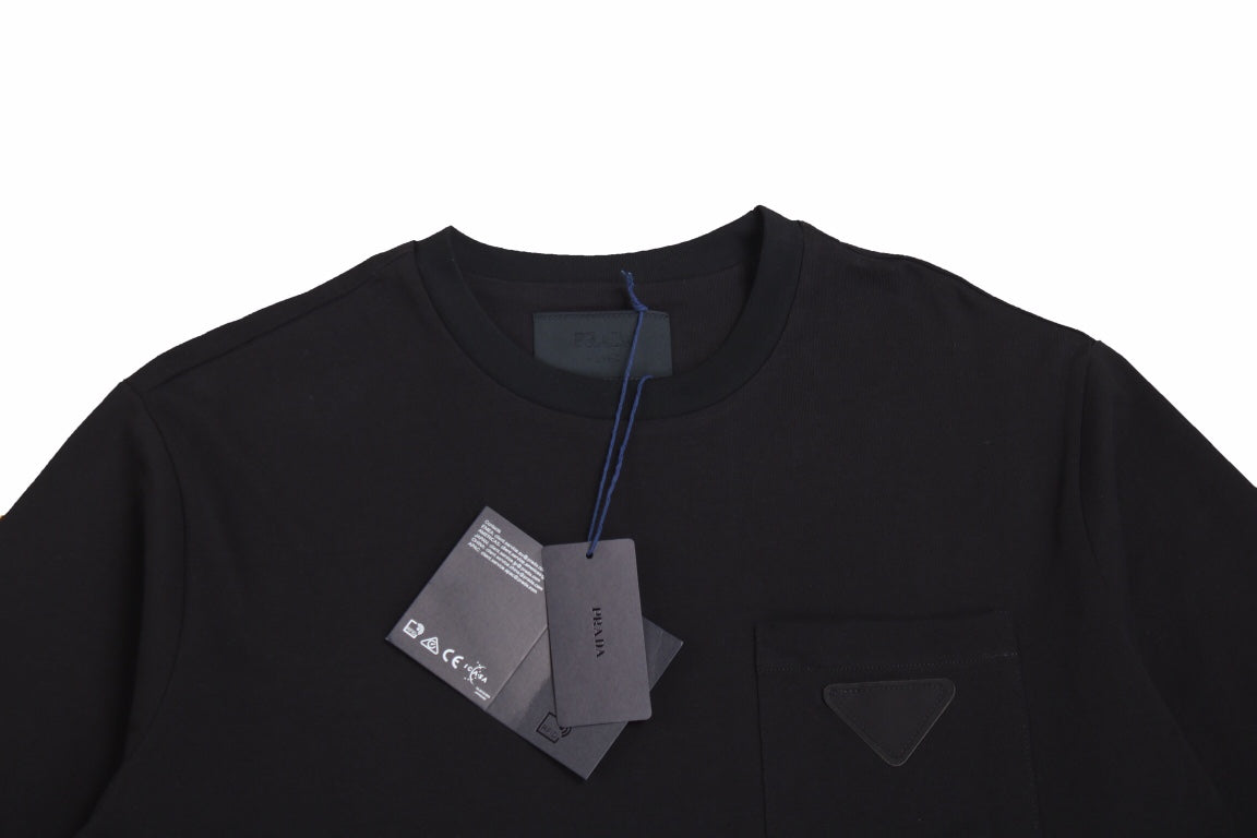 Chic Black Prada Logo Pocket Tee