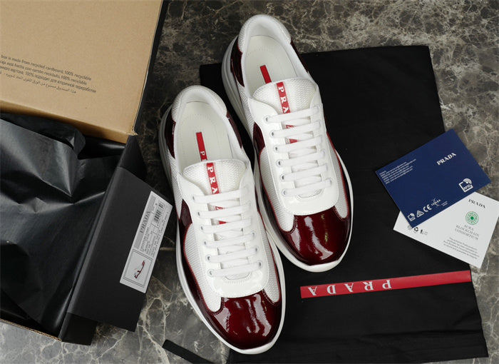 PRADA AMERICA'S CUP SNEAKERS IN BURGUNDY AND WHITE