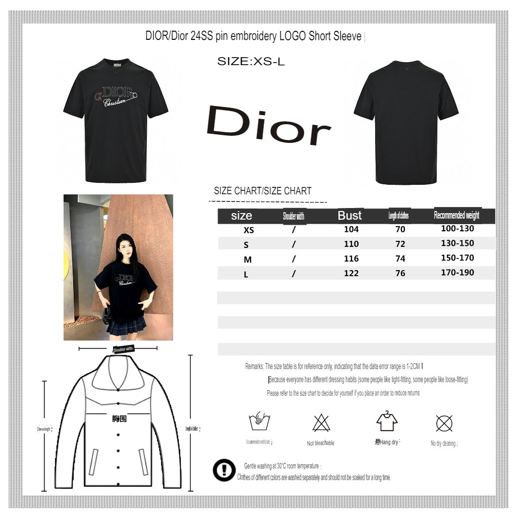 Dior Safety Pin Logo Black T-Shirt