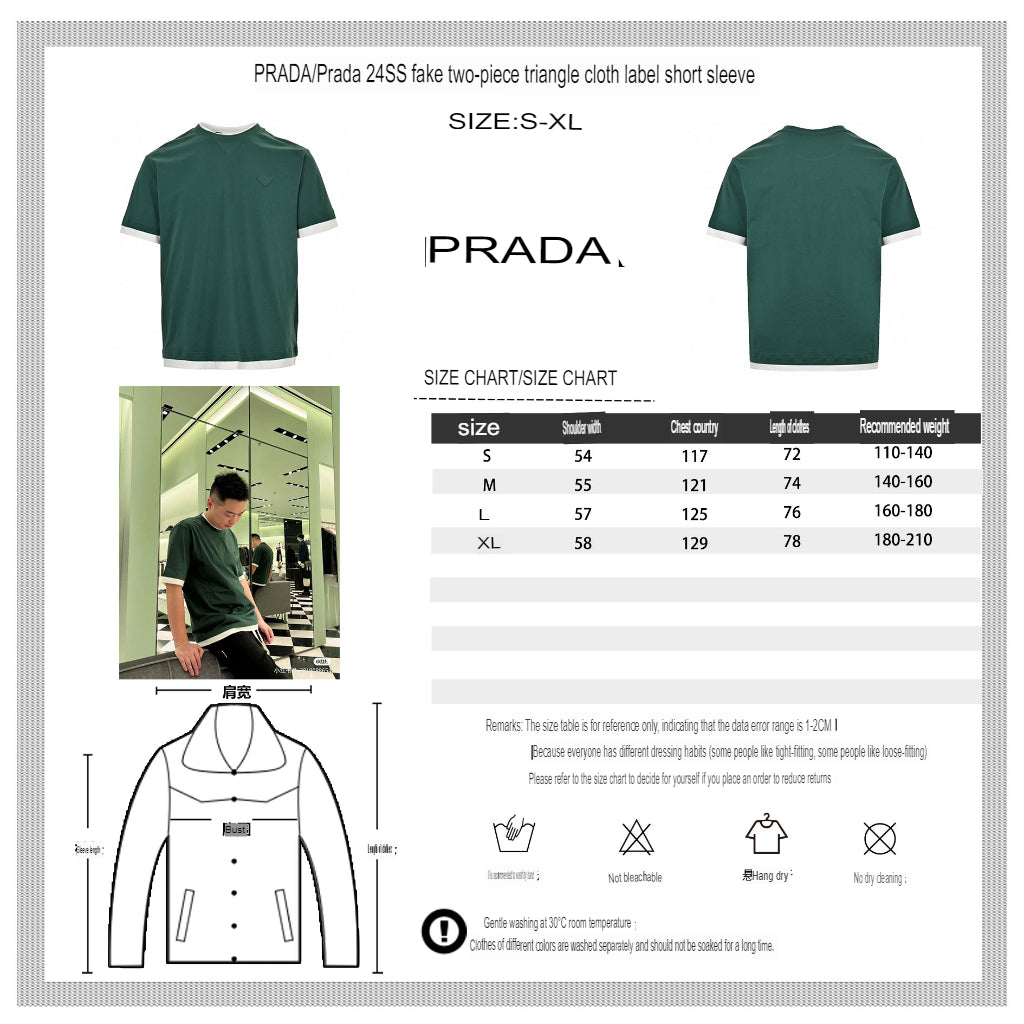 Chic Prada Green T-Shirt with Stylish Contrast Trim