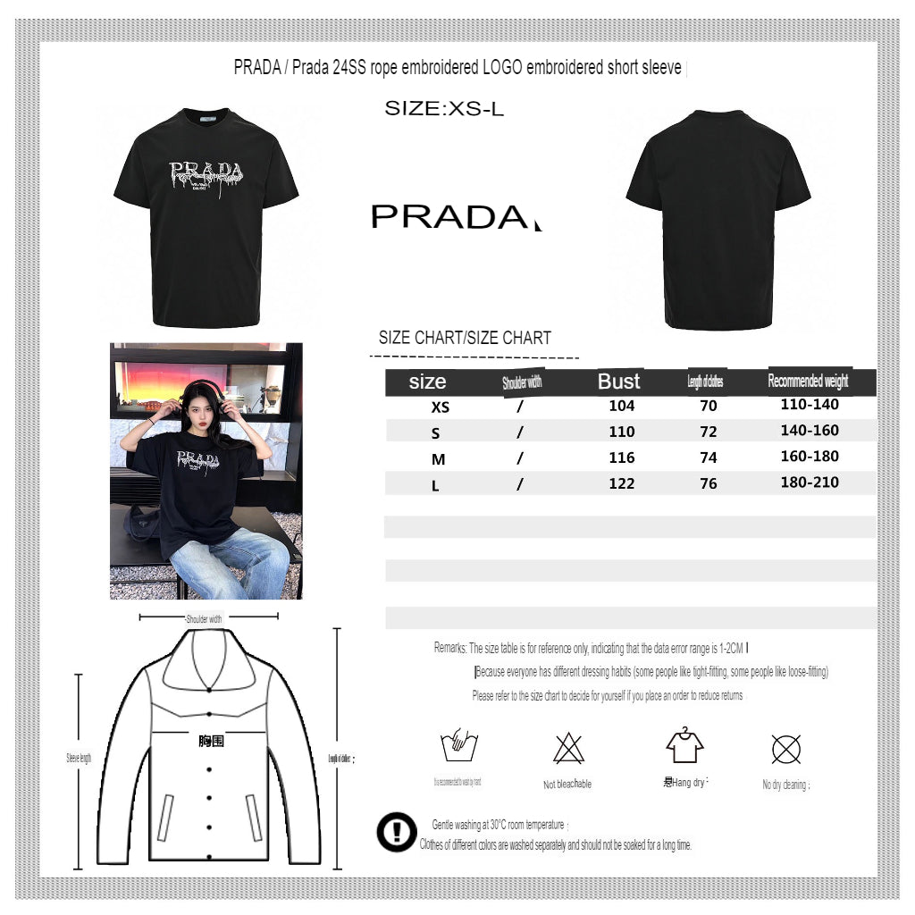 Chic Black Prada Graphic Logo T-Shirt