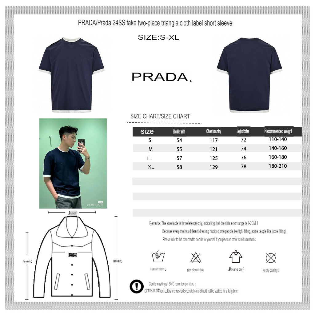 Stylish Prada Navy Blue Double Layer Tee for a Chic Look