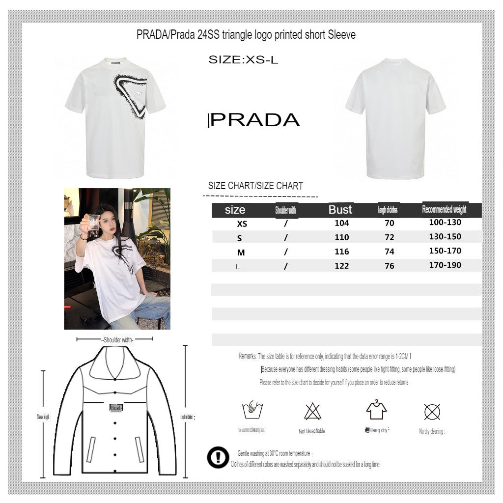 Prada White Triangle Spray Paint Logo Tee