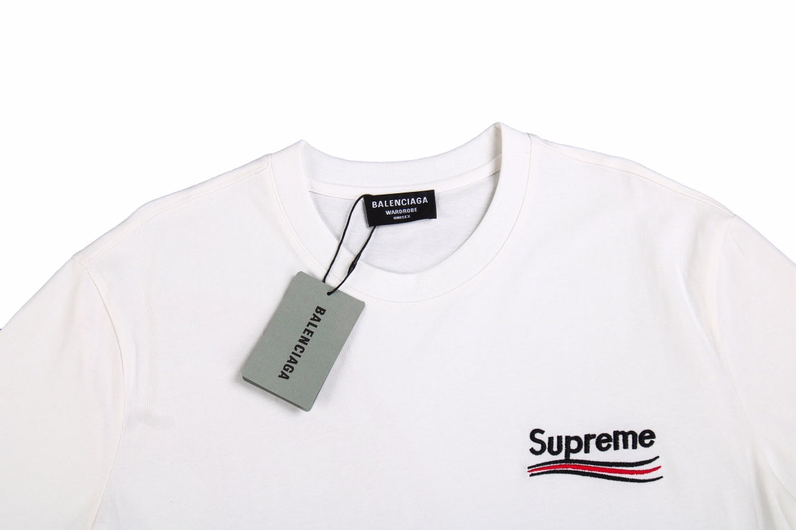 BALENCIAGA x SUPREME RED BLACK S T-SHIRT WHITE