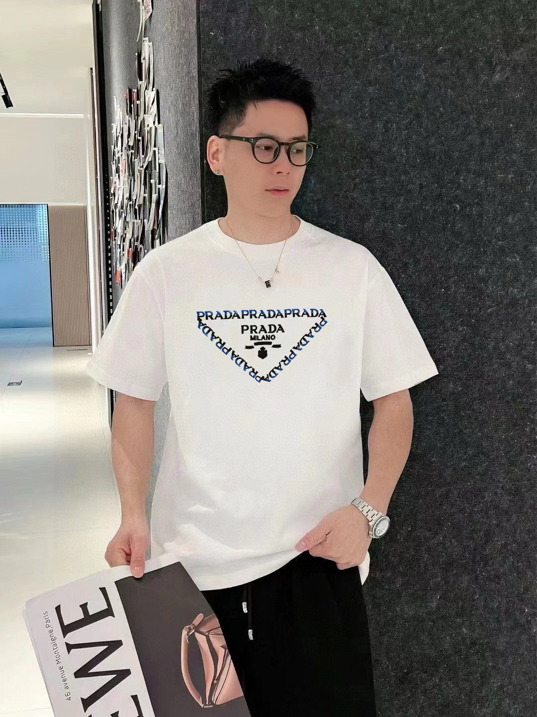 Stylish Prada White T-Shirt Featuring Iconic Logo Design