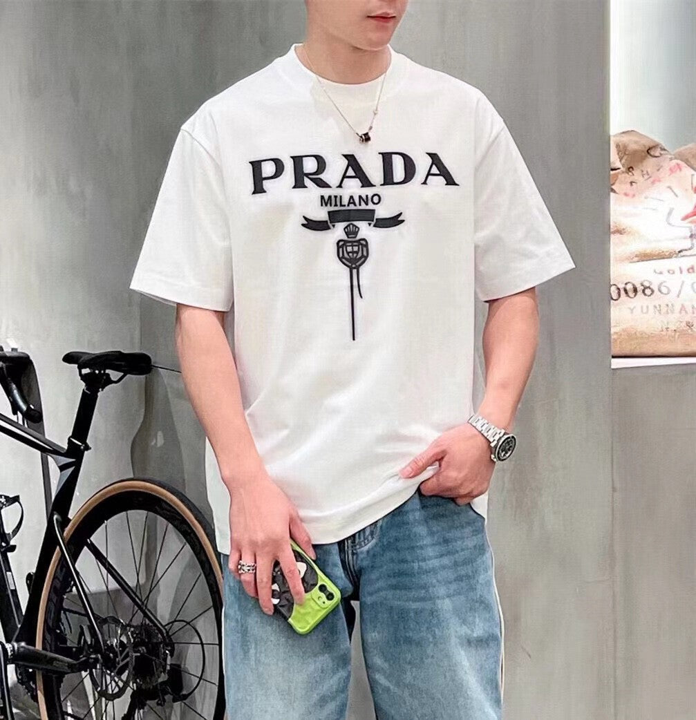 Chic Prada Milano White Logo Tee