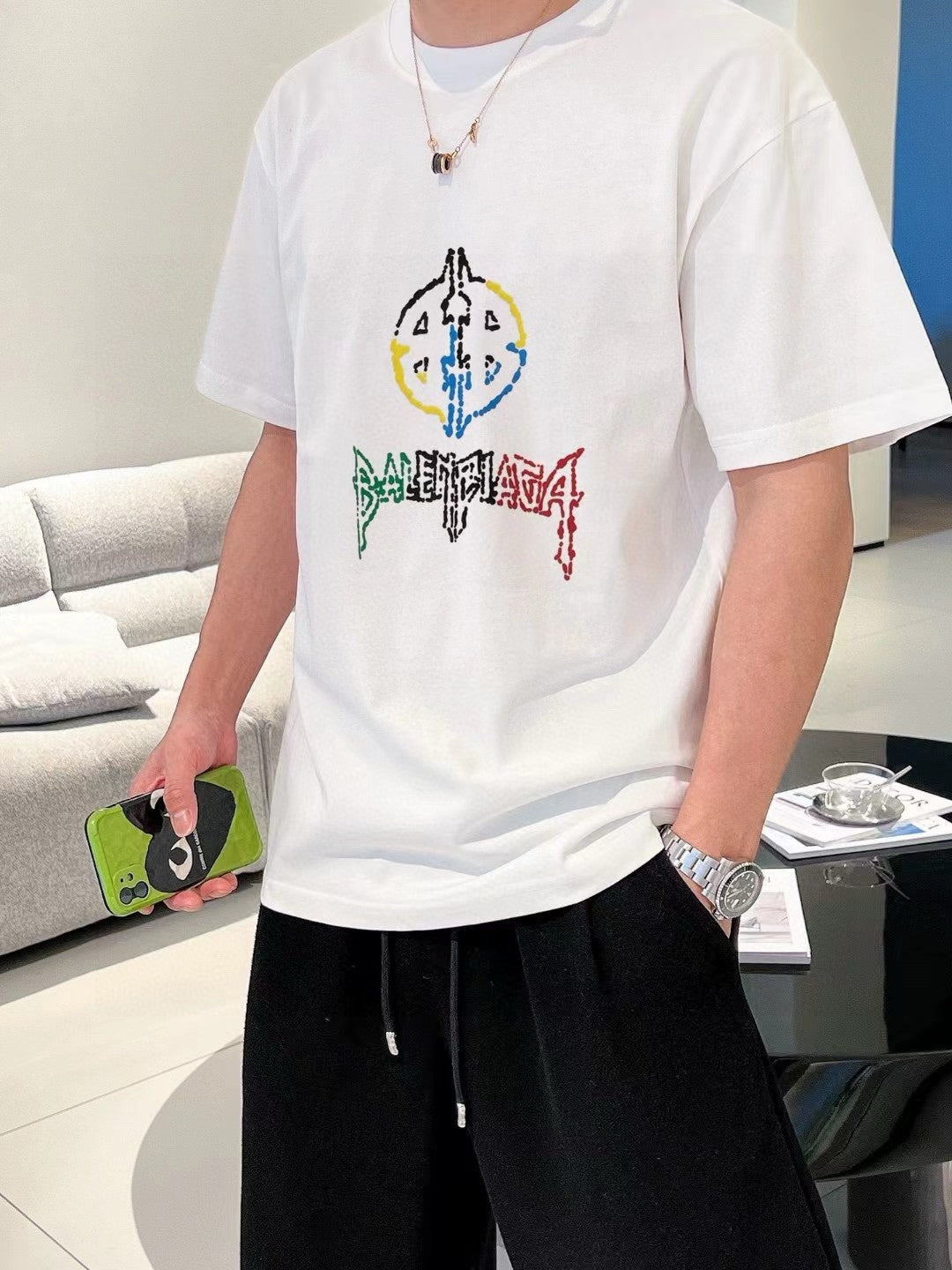 Balenciaga Multicolor Graphic Logo T-Shirt