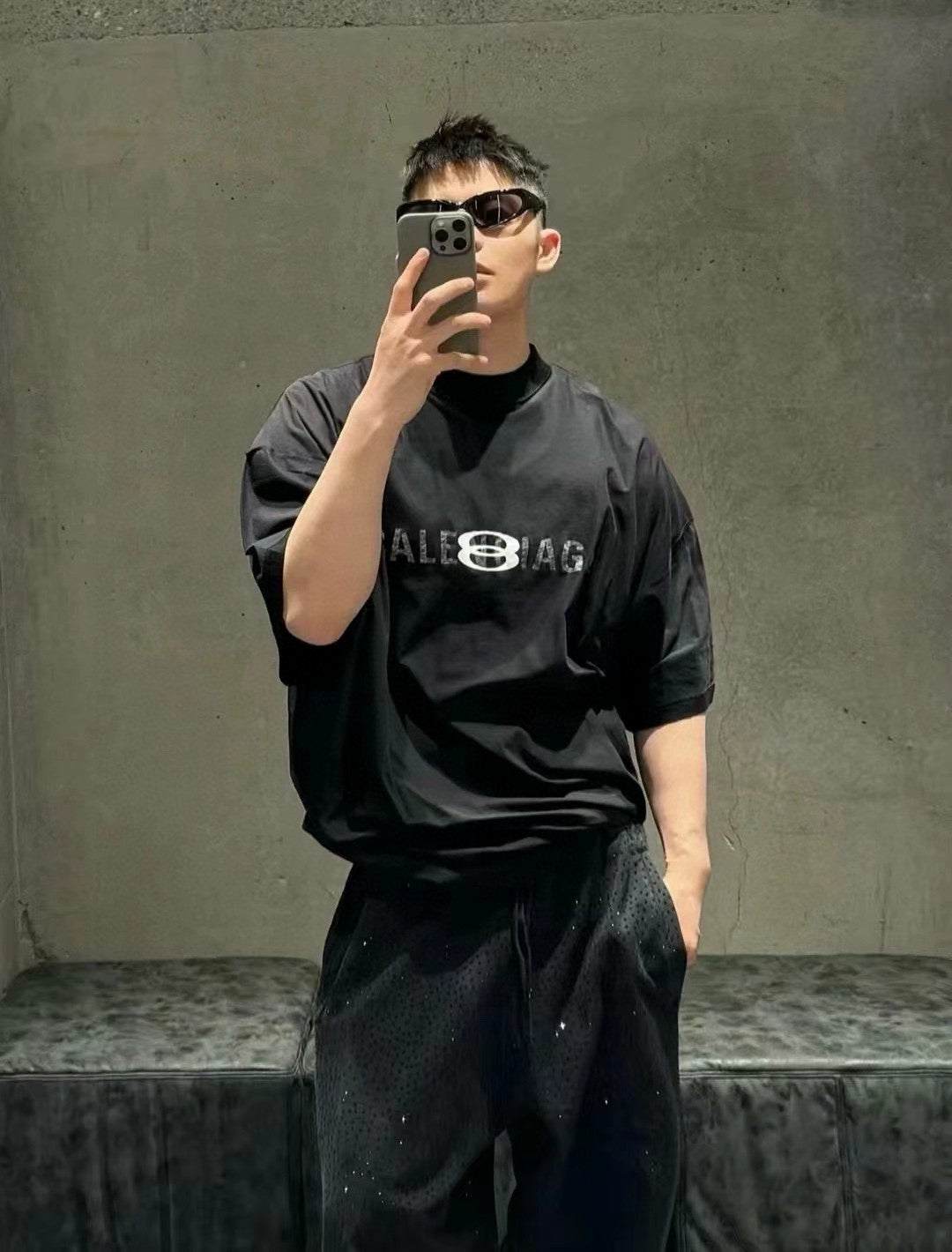 Balenciaga Reflective Logo Black T-Shirt