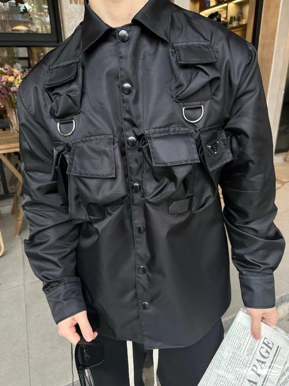 Chic Black Military-Inspired Jacket by Prada