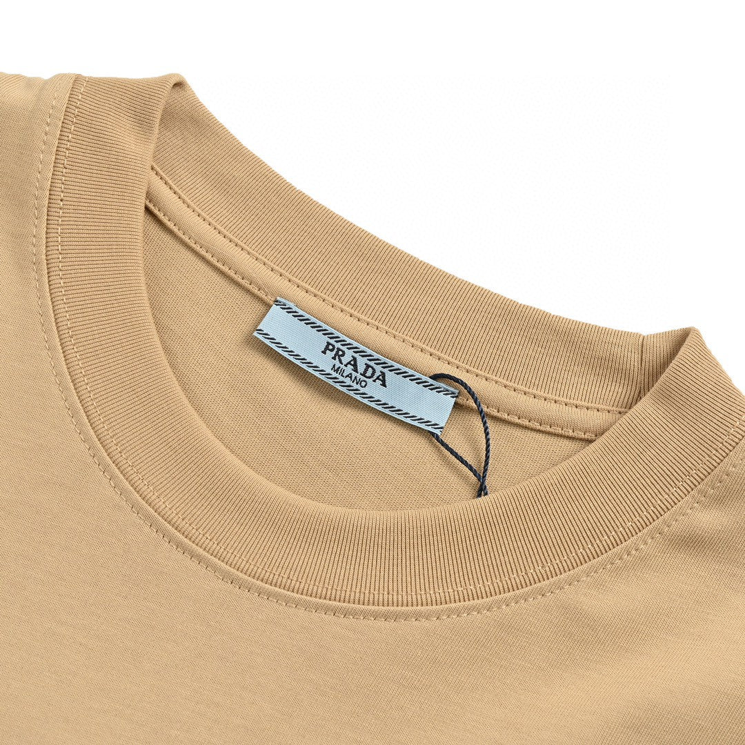 Chic Prada Milano Beige Logo Tee for Effortless Style