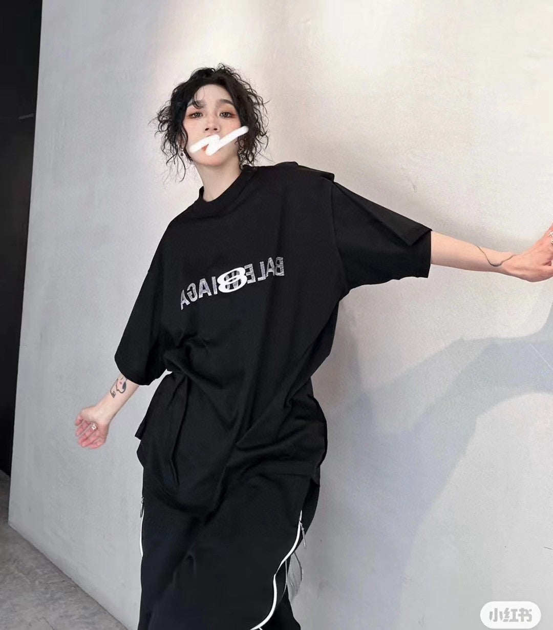 Balenciaga Reflective Logo Black T-Shirt