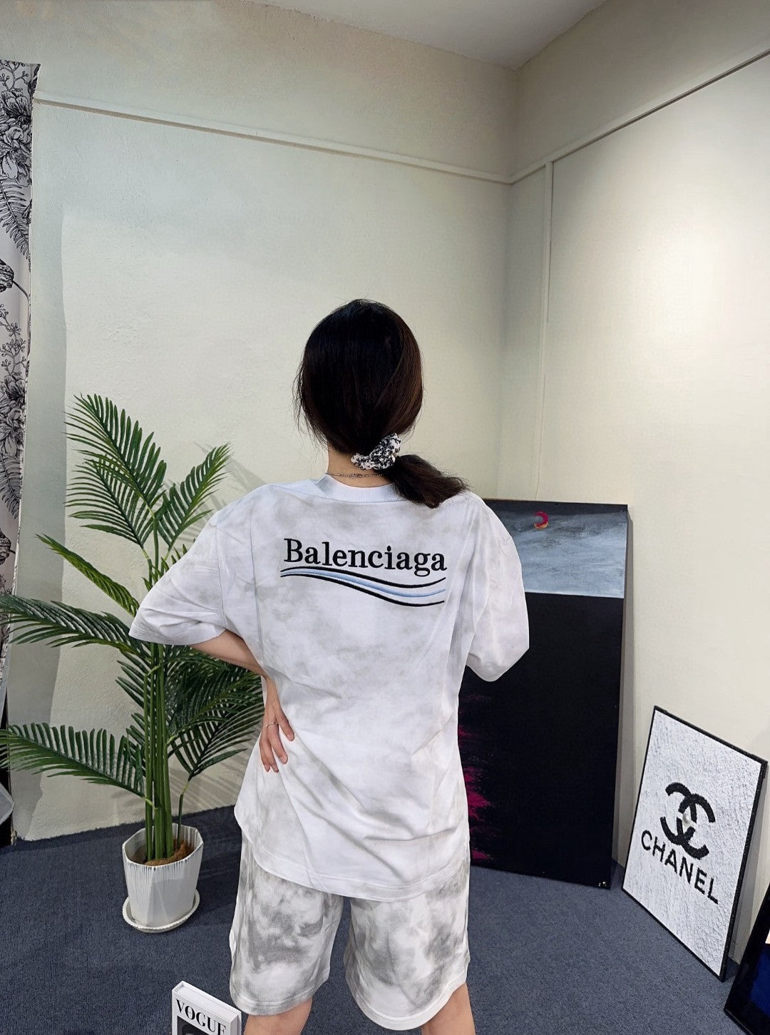 Balenciaga Tie-Dye Logo T-Shirt (White)