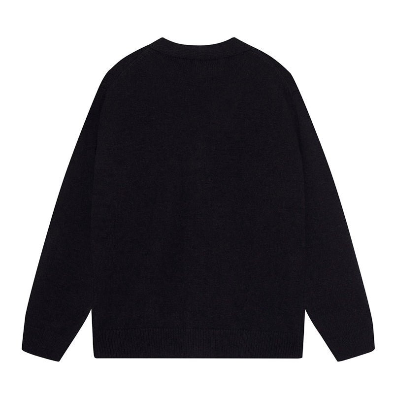 AMIRI Cotton V-Neck Bones Cardigan Sweater Black