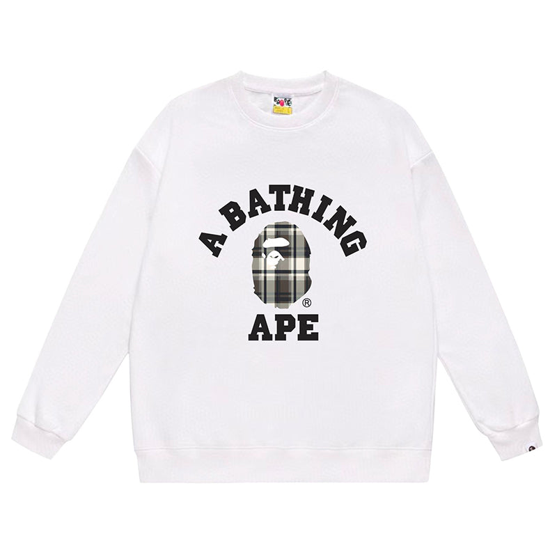 BAPE Ape Head Plaid Pattern Print Sweatshirt