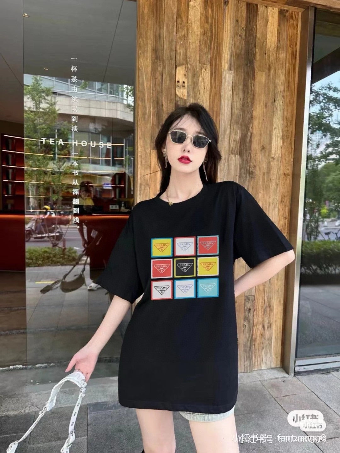 Chic Black Prada Pop Art Logo Tee