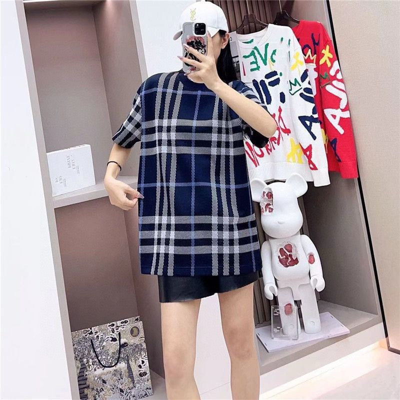 Burberry Navy Check T-Shirt