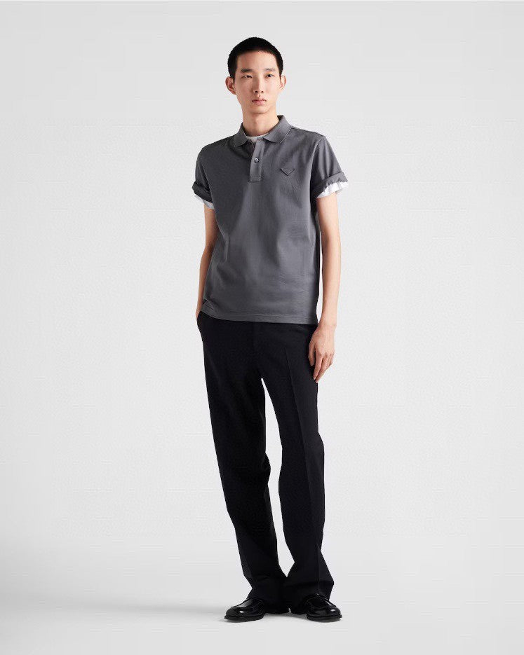 Timeless Grey Polo Shirt by Prada