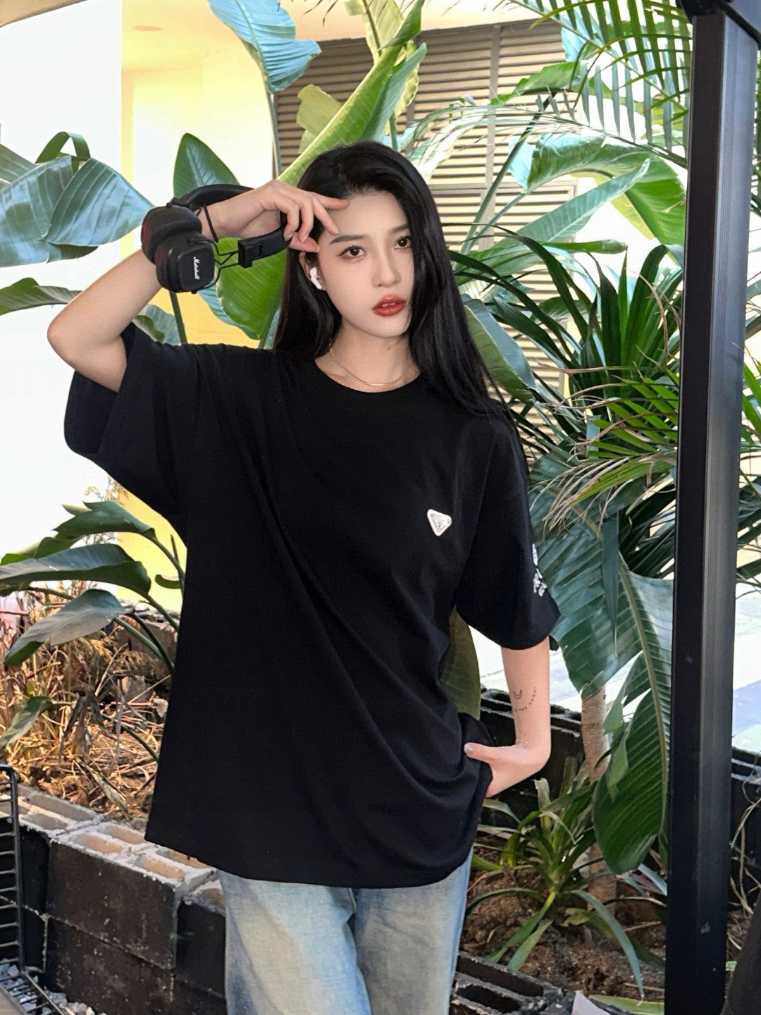 Chic Black Prada Logo Tee