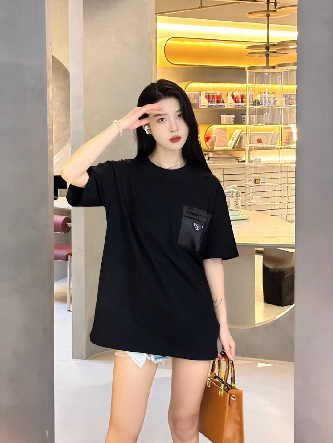 Stylish Black Pocket T-Shirt by Prada