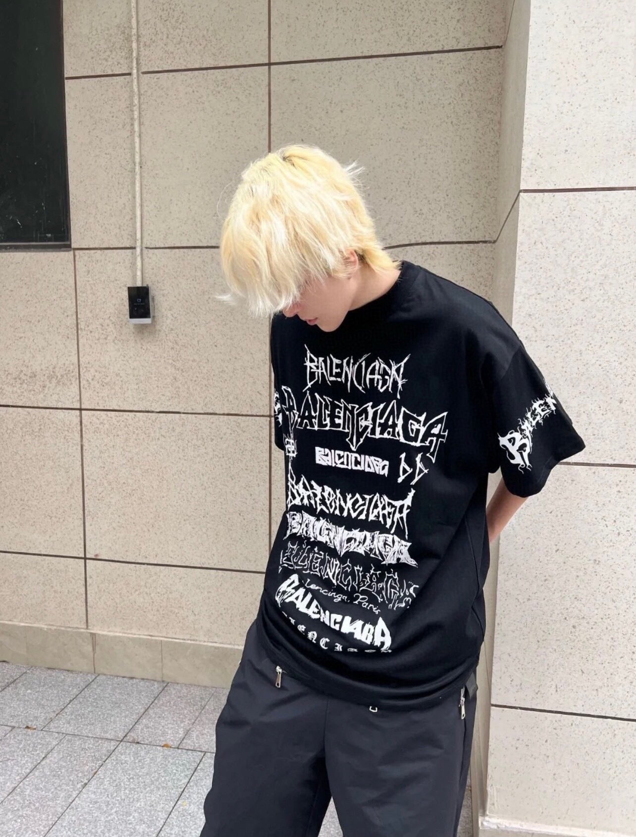 Balenciaga Multi-Logo T-Shirt (Black)