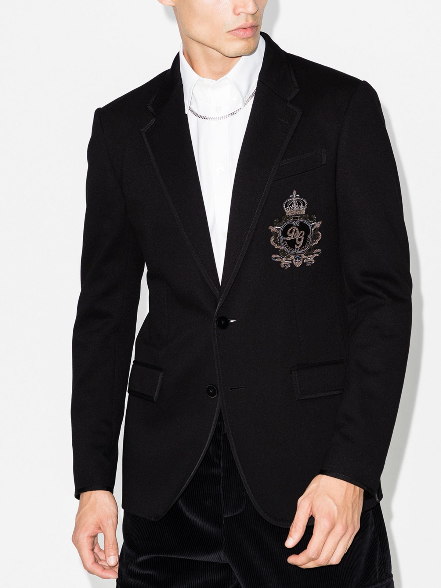 DOLCE & GABBANA || Single-Breasted Wool And Cashmere Jacket With DG Patch Logo