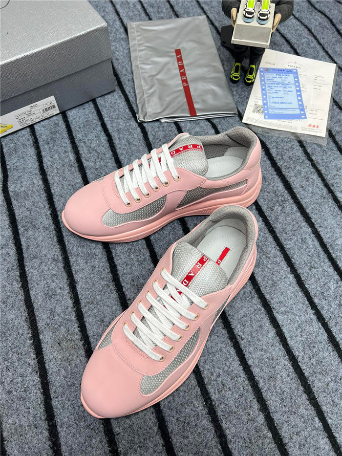 PRADA AMERICA'S CUP SOFT RUBBER SNEAKERS IN PINK AND SILVER