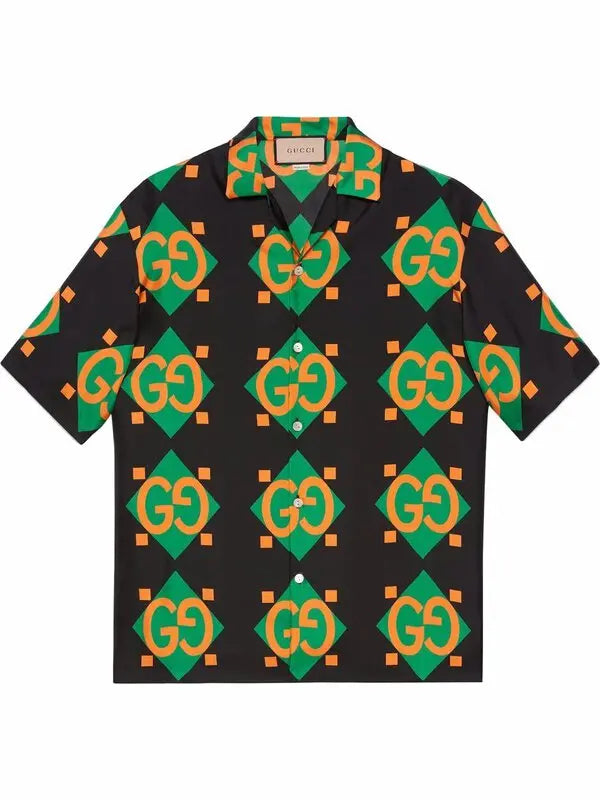 GUCCI || Geometric Logo-Print Shirt - Black