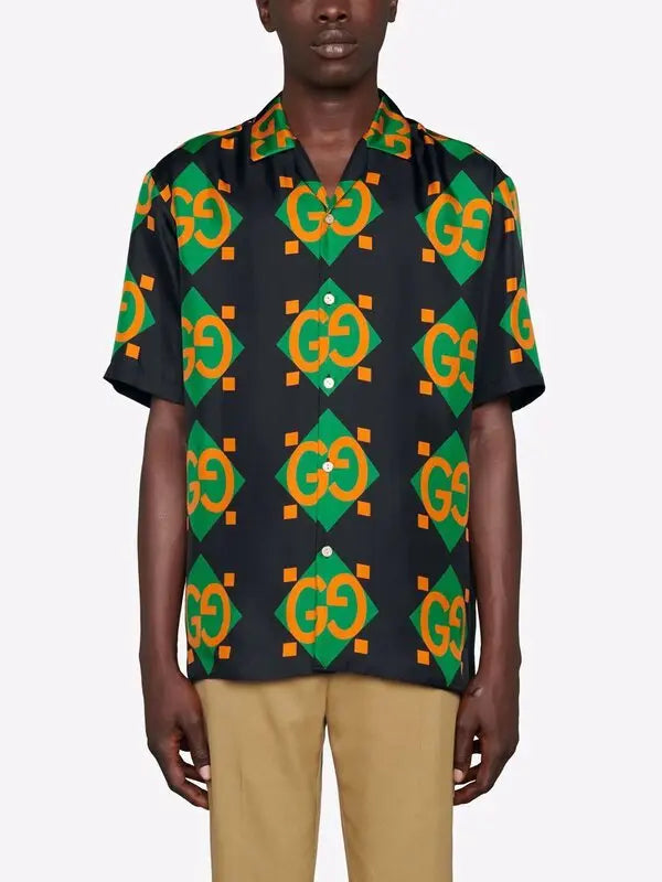 GUCCI || Geometric Logo-Print Shirt - Black