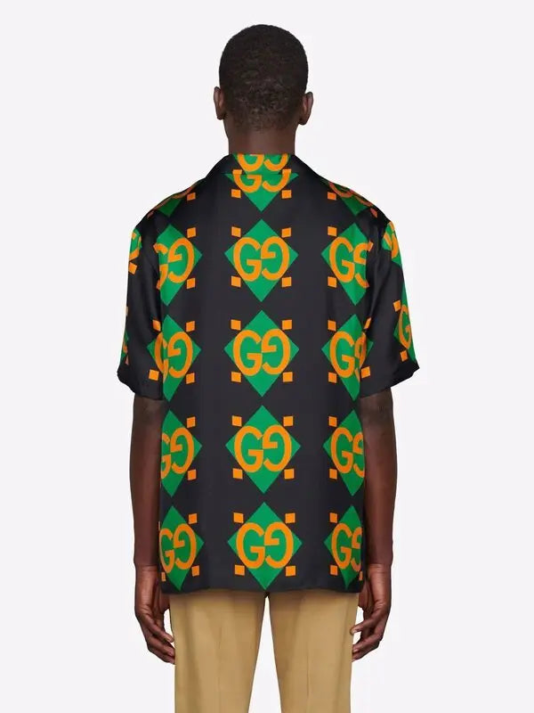 GUCCI || Geometric Logo-Print Shirt - Black