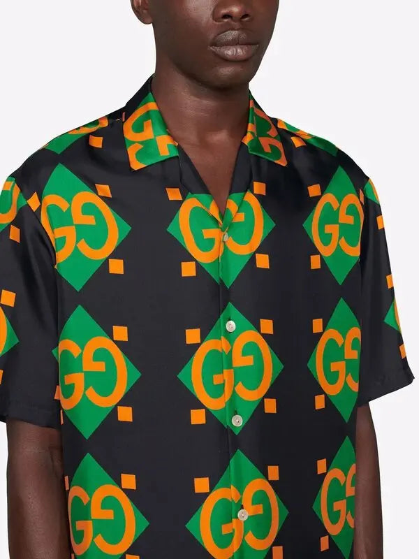 GUCCI || Geometric Logo-Print Shirt - Black