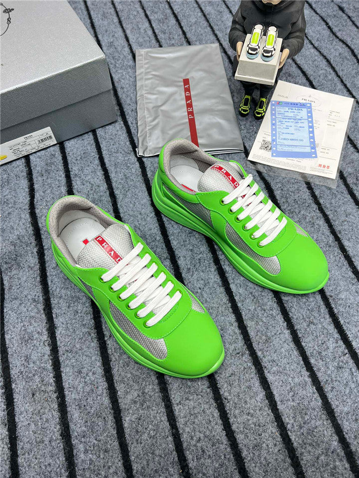 Stylish PRADA America's Cup Soft Rubber Sneakers in Apple Green and Silver