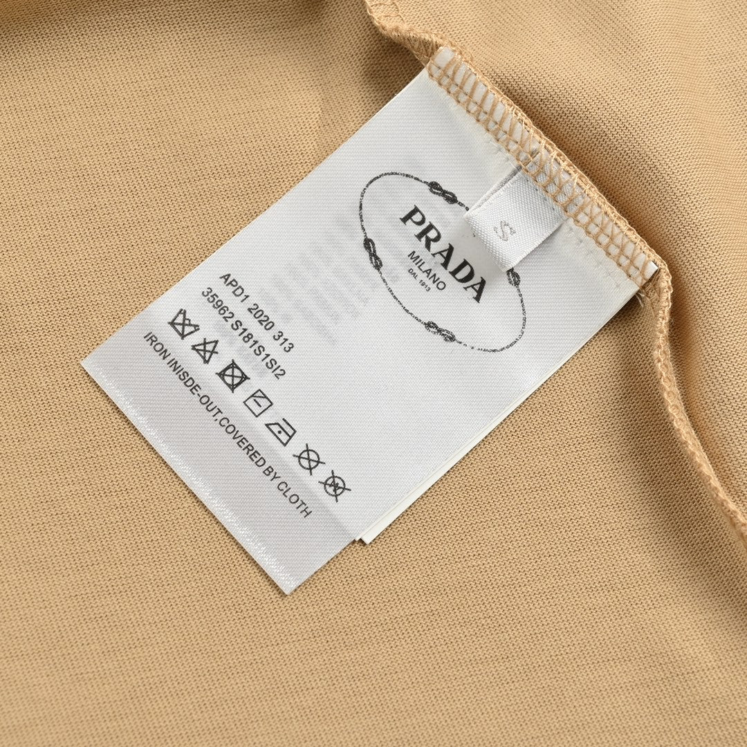 Chic Prada Milano Beige Logo Tee for Effortless Style