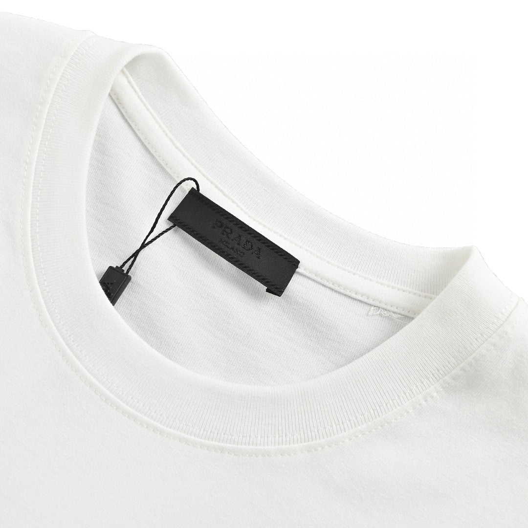 Stylish White Prada T-Shirt with Elegant Branding