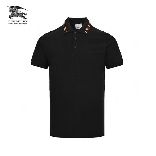 Burberry Striped Collar Polo Shirt in Black