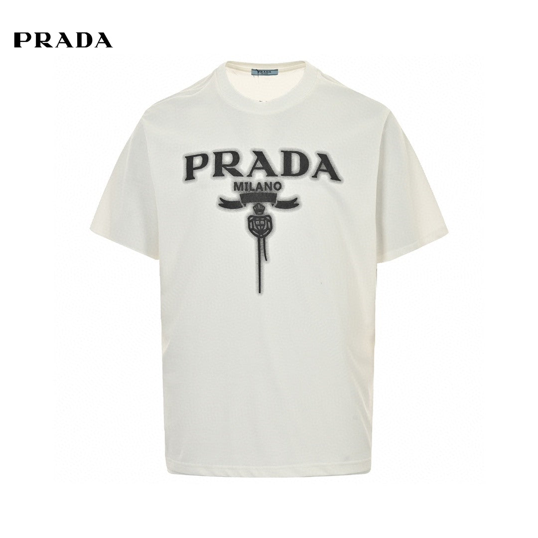 Chic Prada Milano White Logo Tee