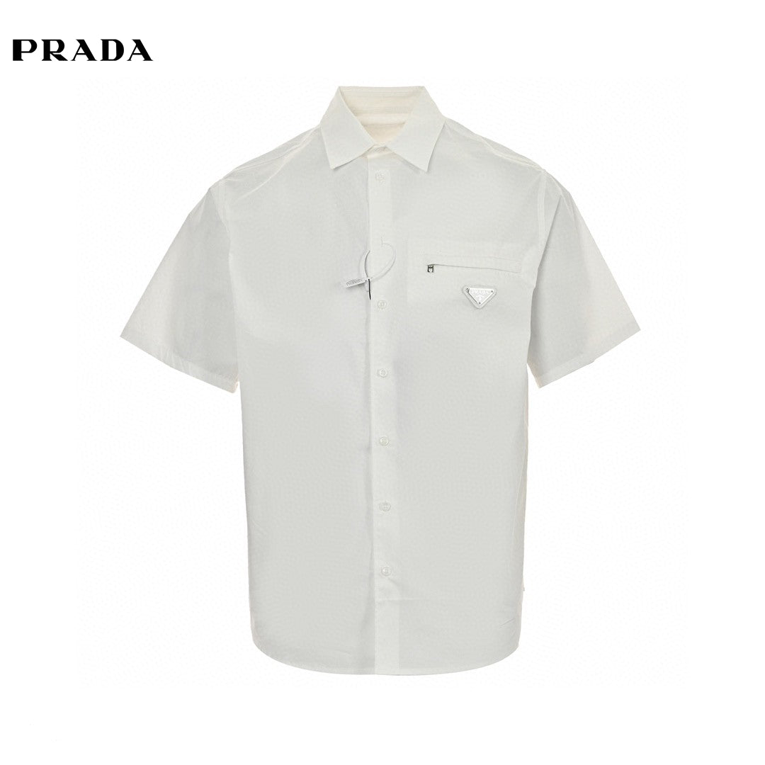 Chic White Short-Sleeve Button-Up Shirt by Prada