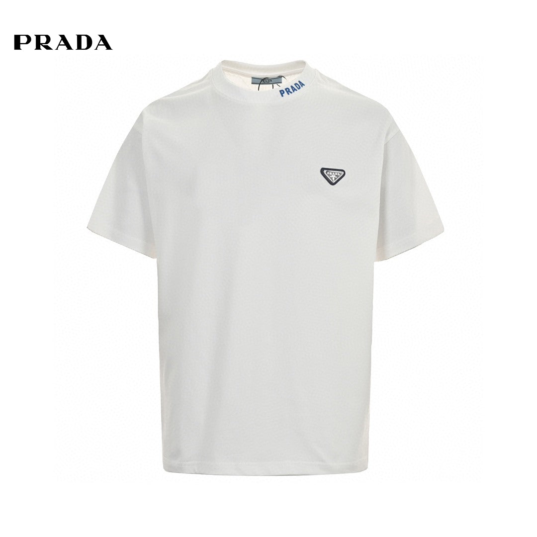 Chic Prada Milano Logo T-Shirt in Classic White