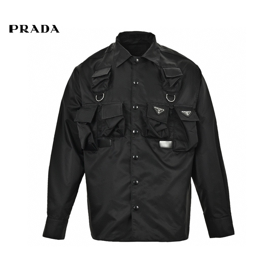 Chic Black Military-Inspired Jacket by Prada