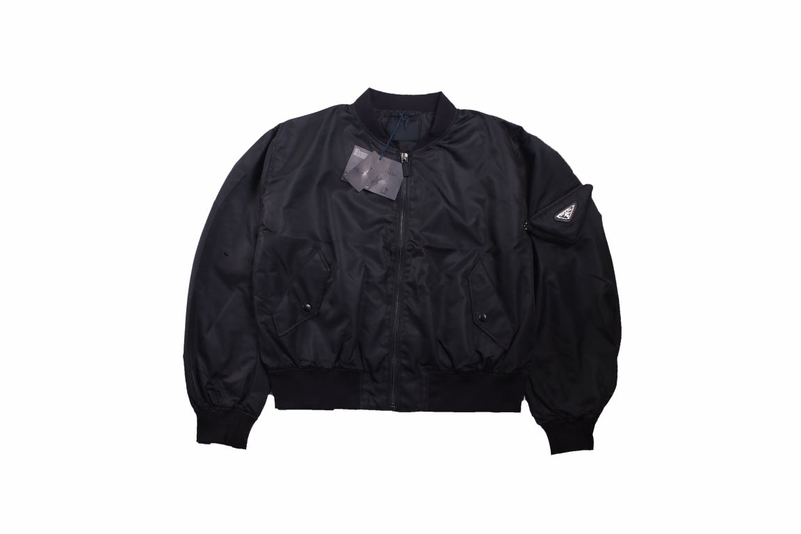 Sleek Prada Black Bomber Jacket for a Stylish Edge