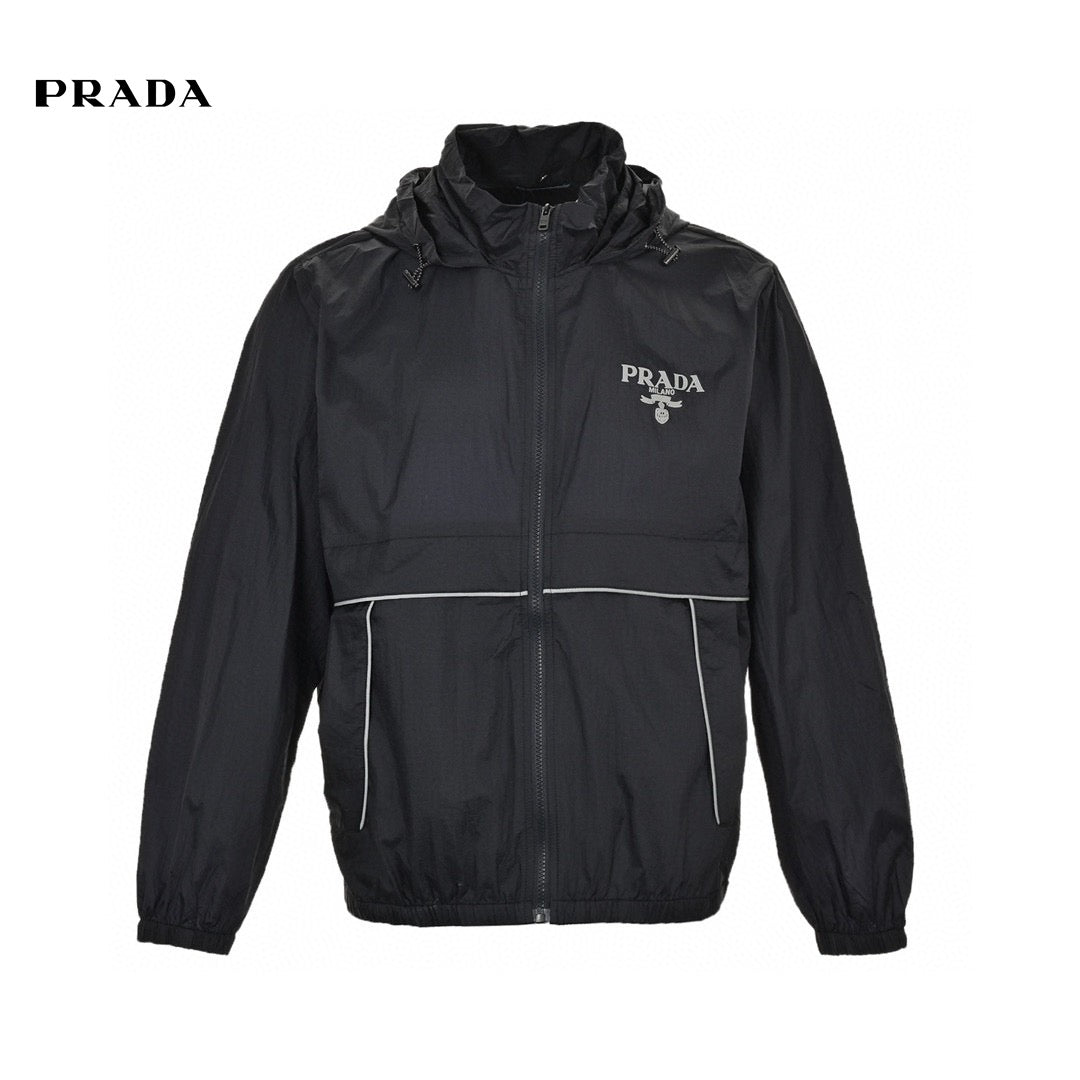 Prada Sleek Black Lightweight Hooded Jacket