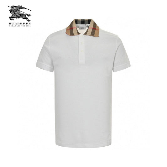 Burberry Polo Shirt with Check Collar (White)