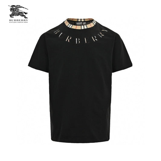 Burberry Logo Collar Detail Black T-Shirt