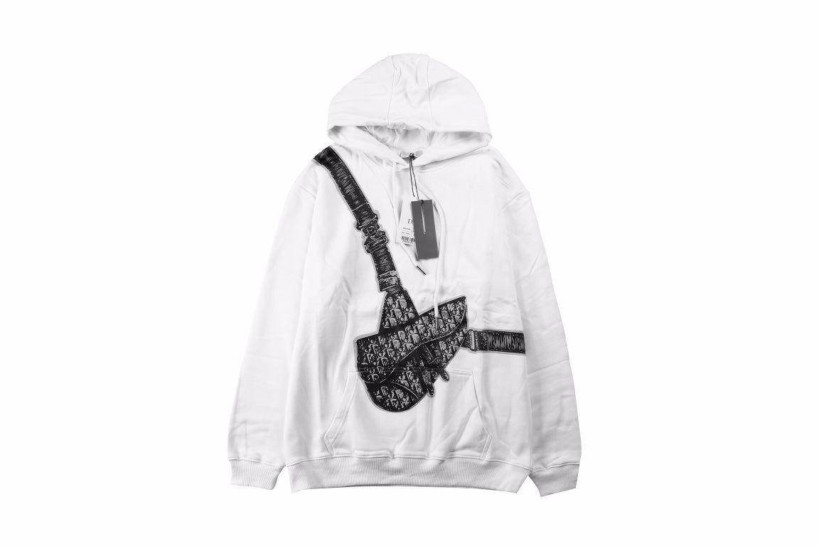 Dior White Hoodie with Bag Design