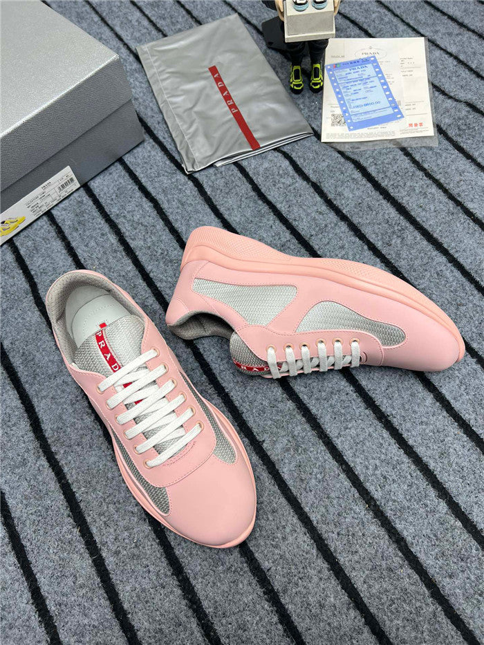 PRADA AMERICA'S CUP SOFT RUBBER SNEAKERS IN PINK AND SILVER