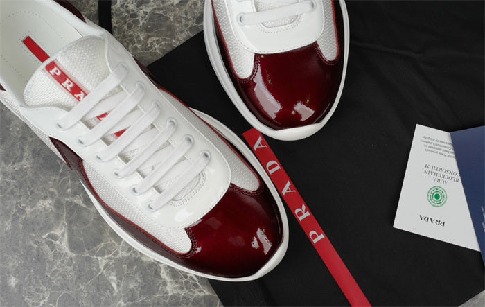 PRADA AMERICA'S CUP SNEAKERS IN BURGUNDY AND WHITE