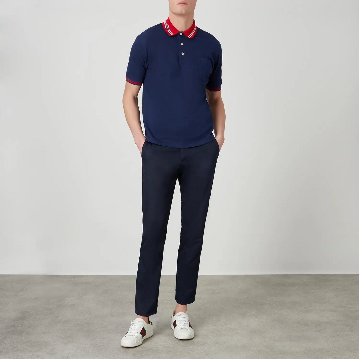 GUCCI || Cotton Piquet Polo T-Shirt With Interlocking G Logo