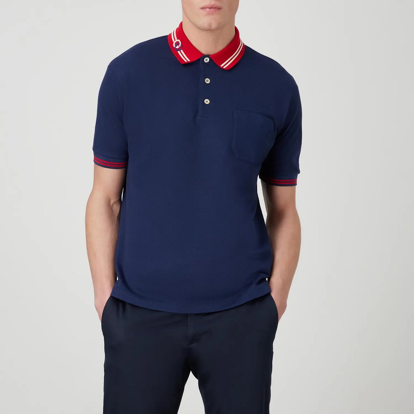 GUCCI || Cotton Piquet Polo T-Shirt With Interlocking G Logo