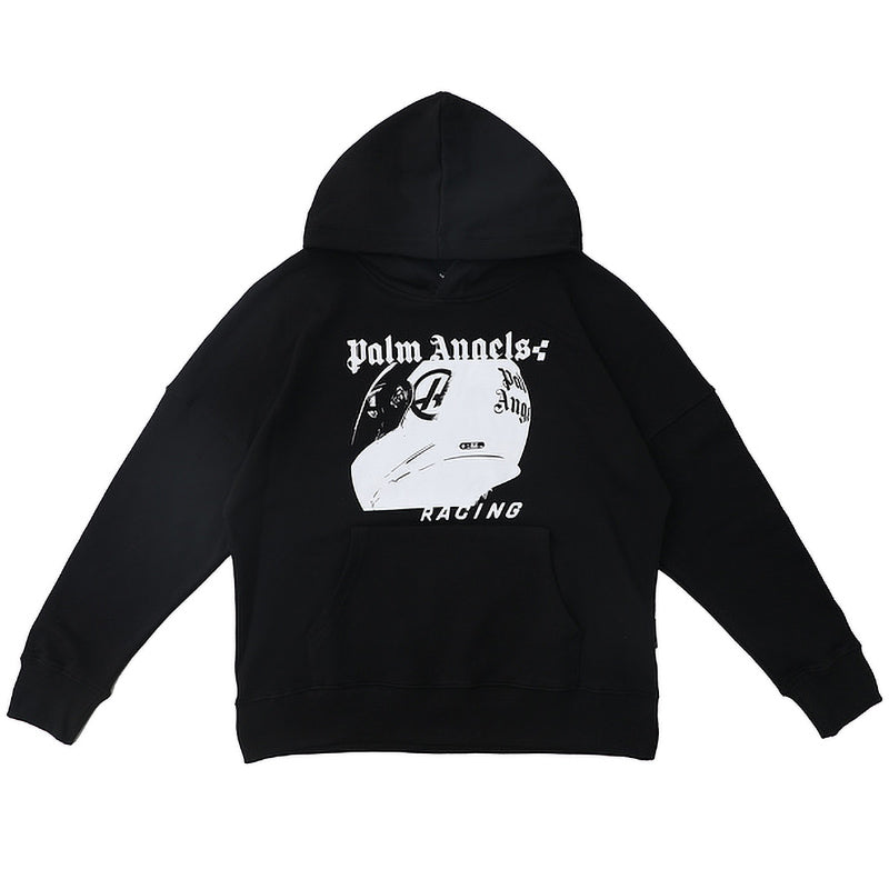 Palm Angels Racing Helmet Print Hoodie