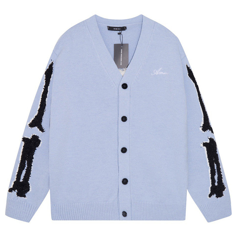 AMIRI Cotton V-Neck Bones Cardigan